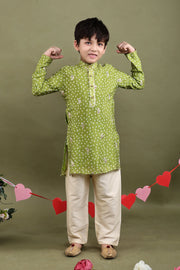 Abeer Green Bandhani Kurta Pajama Set
